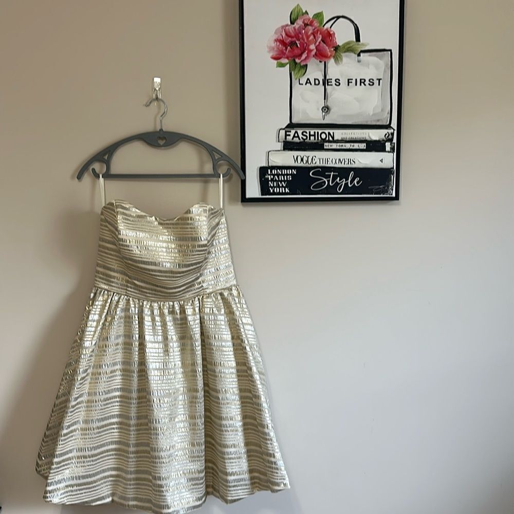 Kate McDonald Metallic Strapless Cocktail Dress size 10
